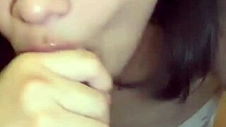 brunette babe delivers intense closeup cock sucking session