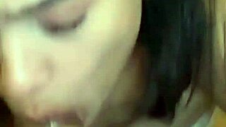 brunette babe delivers intense closeup cock sucking session