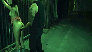 topless teen strokes then rides monster cock in hardcore bondage