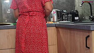 capturing intense kitchen session with pantyhose-clad beauty