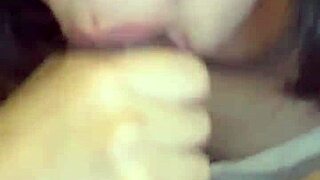 brunette babe delivers intense closeup cock sucking session