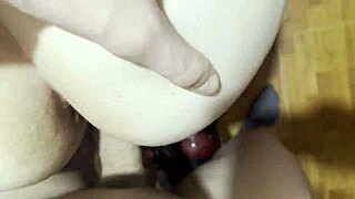 Neighbor blonde bent over kitchen counter fucked doggystyle heels on wet pussy closeup