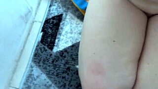 Saggy titted amateur chokes on cock in hotel pov blowbang