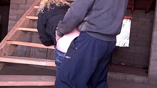 Curvy boss milf submits to foreman rough outdoor creampie at site