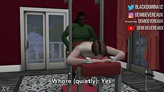 ebony domina spanks and anal fucks black whore in femdom interracial revenge