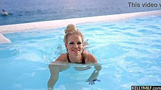 mature kelly madison seduces poolside with huge dildo thrusts