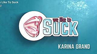 I love sucking Karina Grand's cock before messy facial cum