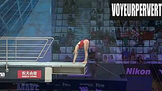 wanna peek at those bikini asses splashing in high diving voyeur action?