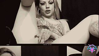 big ass goth milf bleubrutalrose drills latex pussy with metal dildo in pink heels