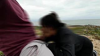 watching this ebony slut take monster cock anal on the beach with voyeurs everywhere 😈🍑