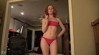 Red bikini teen milf shakes her big juicy ass seductively