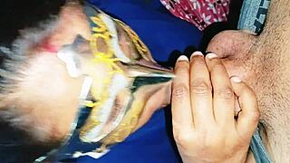 chubby bhabhi gulps down mouthful cumshot close up