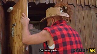 Innocent ranch chat explodes into shaved Czech pussy outdoor pounding!