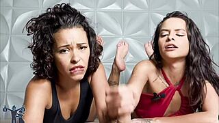 Experienced Brazilian goddesses show off foot skills on camera