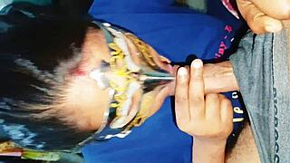 chubby bhabhi gulps down mouthful cumshot close up