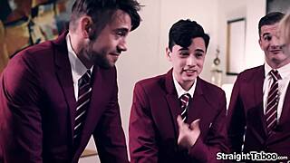 Four college studs dominate mature teacher with monster cocks