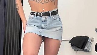 barely legal jasmin strips teasing in wild store cabin