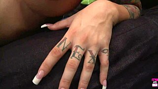 Slutty Brunette Bitch Deepthroats Cumshot in Front of Cuckold Husband