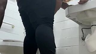 Quick Bathroom Creampie with Big Black Cock Leaves Pussy Dripping Wet!