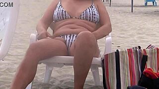 curvy beach babe drains big cock into her hairy pussy