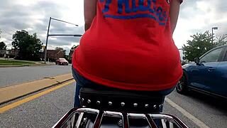 big ass biker wife flashes plump curves on motorcycle gopro ride
