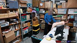 russian teen shoplifter caught stripping then dominated hard by security guard 😈🚔