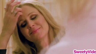 blonde mature milf sits on wife's face kissing pussy deeply