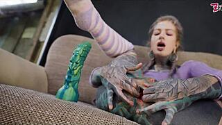 hey check out these inked hippie sluts stuffing their assholes with toys and monster cocks