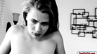 sloan's hairy pussy craves big cock deepthroat blowjob fingering cumshot on her big tits 🍆💦🐱