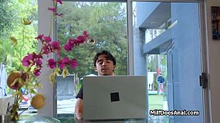 guy gets caught stroking before plunging deep into mature wife's tight ass