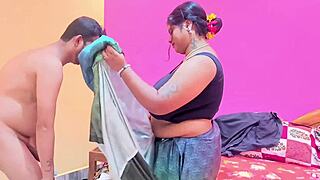 desi bhabhi's natural big boobs bounce in fast rough pussy cum creampie