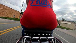 big ass biker wife flashes plump curves on motorcycle gopro ride