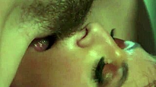 brunette babe devours redhead's hairy pussy with hungry licks