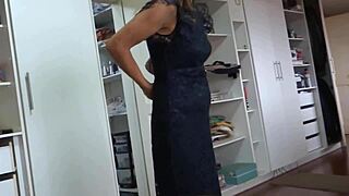 Wife in Lingerie Fucks Best Friend on Hidden Cam in Our Bed After Party