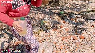 two thirsty sluts gulp over three liters of public piss in park