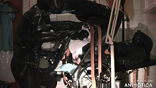 nurse agnes pegs masked slave with meter-long dildo until ball cream squirts everywhere!