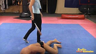 mistress swings baseball bat to discipline naughty slave