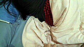 Horny student cosplay babe sucks asian couple's cock in roleplay handjob