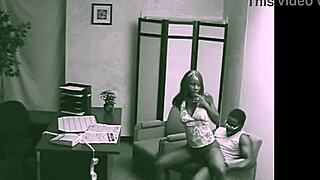 Secret office meeting turns into black couple's hardcore pussy pounding session