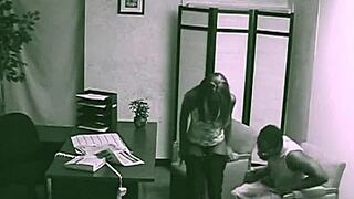 Secret office meeting turns into black couple's hardcore pussy pounding session