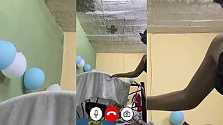 Submissive slut calls master during sneaky lingerie infidelity videochat.