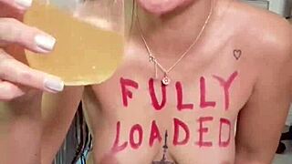 Brunette pigtails fetish girl eats junk food then spits and pukes on big ass natural tits solo!