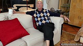 Old guy laps at her juicy folds