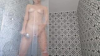 skinny latina housewife sensual shower dance in lingerie