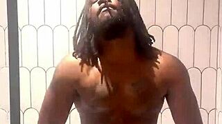 Steamy shower oiling highlights every glistening curve