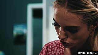 Creepy old janitor licks skinny Russian teen's hairy pussy then fucks