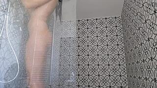 skinny latina housewife sensual shower dance in lingerie