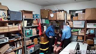 Thief kneels sucking cocks before bent over pounding