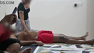 the customer lady watches as the masseuse delivers a sneaky cock happy ending.