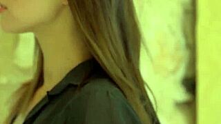 glamorous czech brunette billy raise strips sexy lingerie outdoors nude